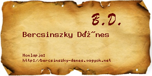Bercsinszky Dénes névjegykártya